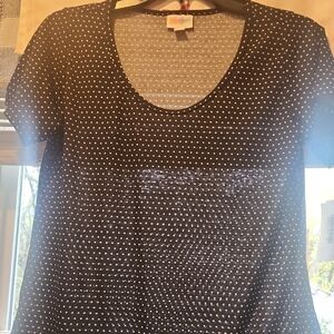 Lularoe Women's Black Polka Dot Top Short Sleeve Size XS